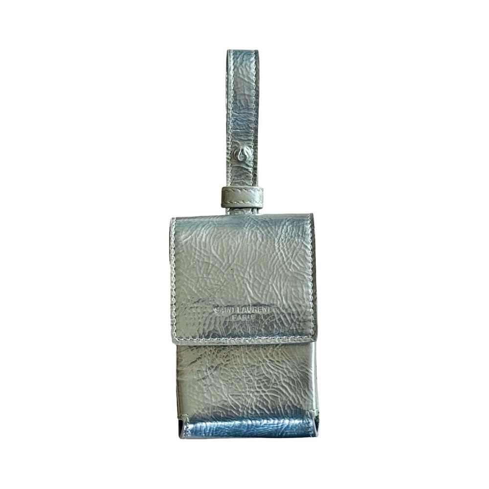 SAINT LAURENT Silver Leather Cigarette
Case, Belt Loop RARE